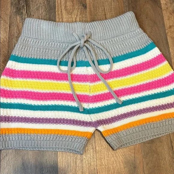 2 Piece Crochet Halter & Shorts Outfit Candy Color Stripes Small/Medium Juniors - Picture 7 of 17